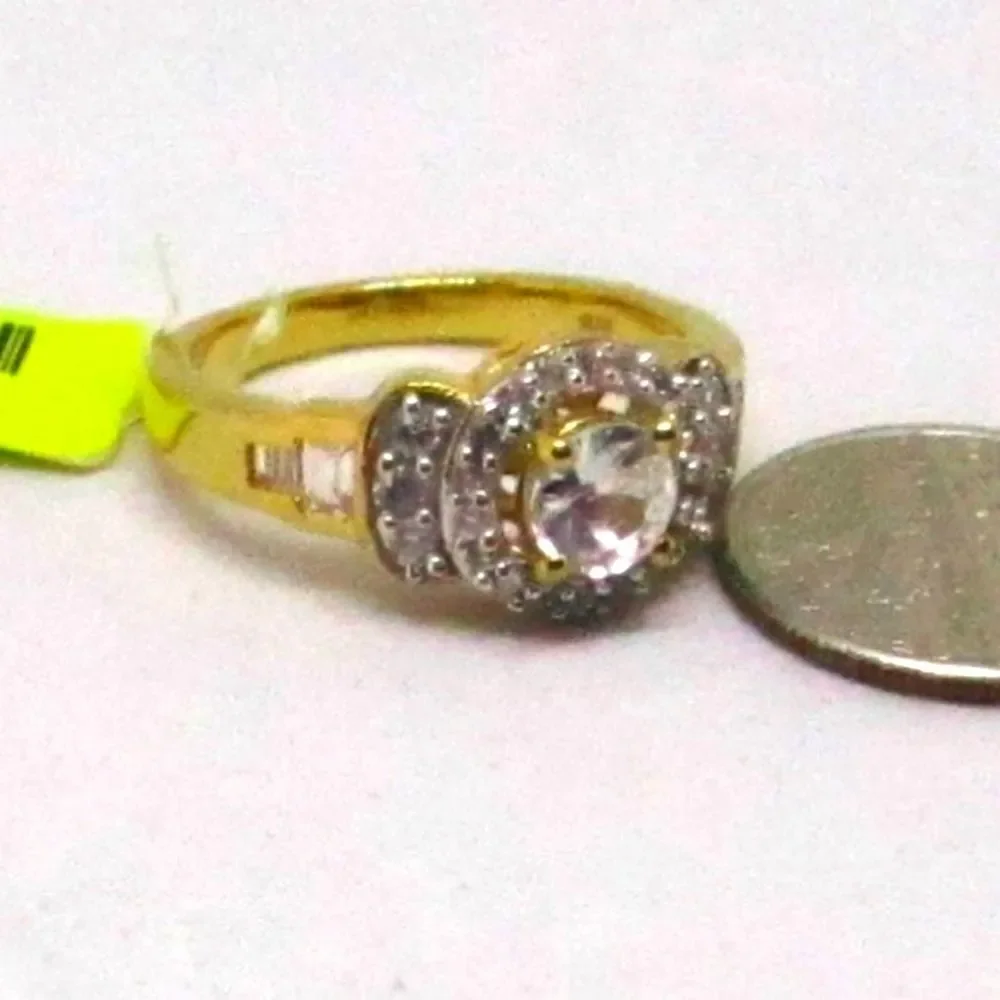 Ring White Zircon YG Over Sterling Silver Size 8.0